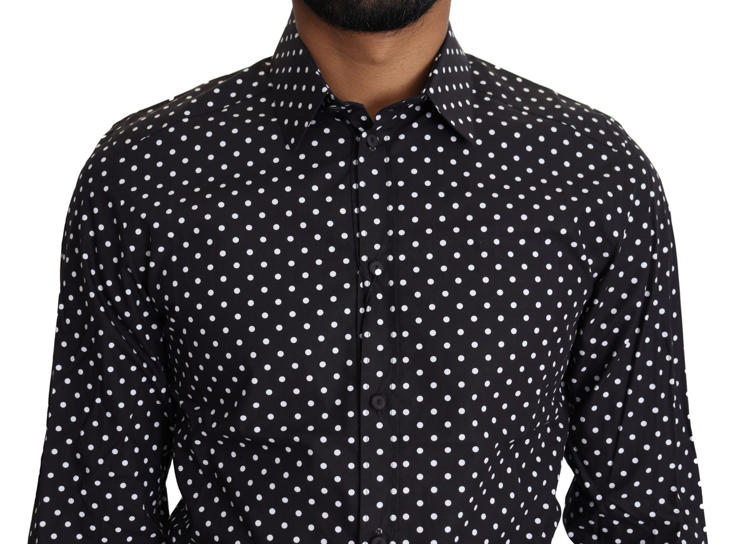 Dolce &amp; Gabbana Elegant Polka Dot Langærmet Herreskjorte