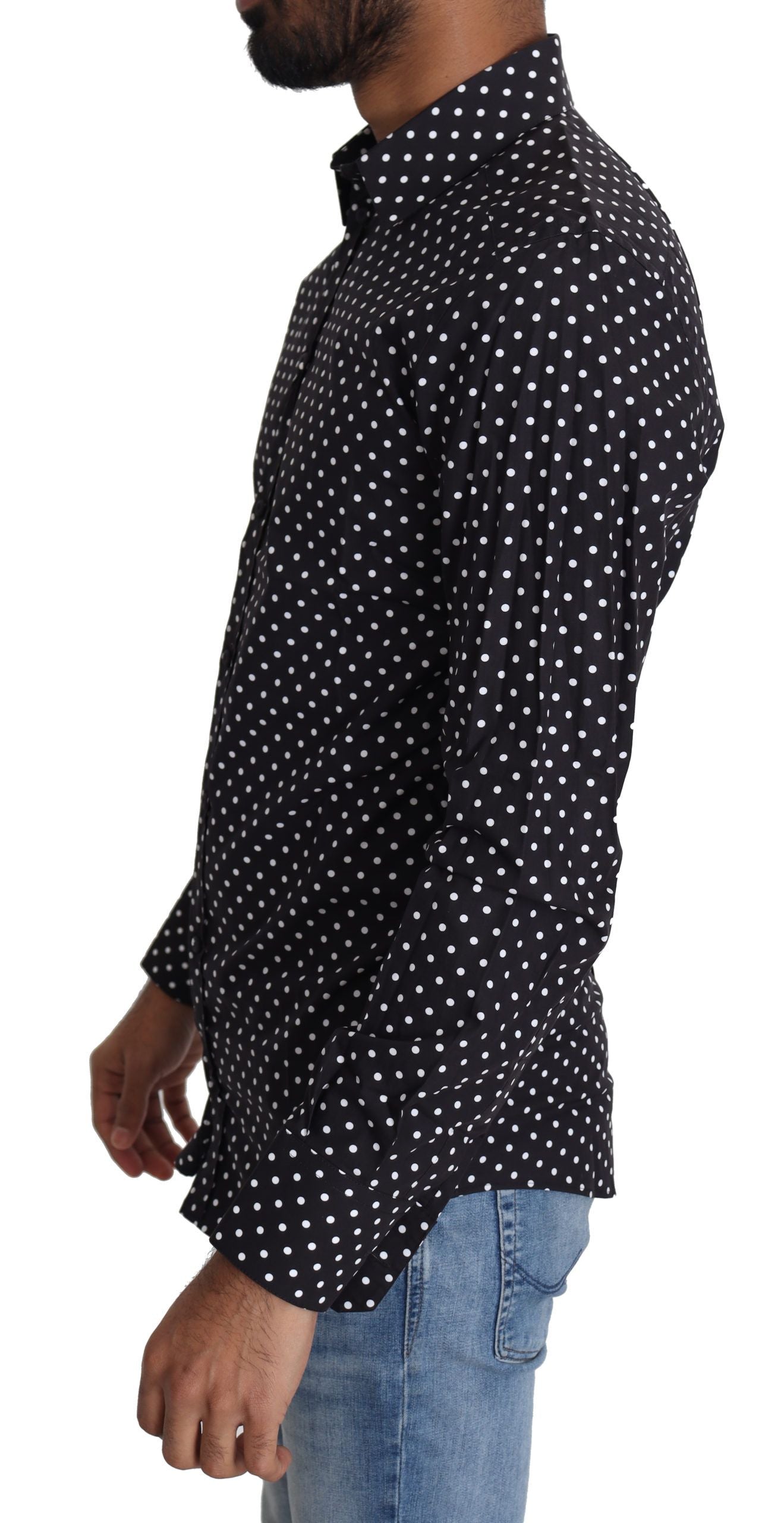 Dolce &amp; Gabbana Elegant Polka Dot Langærmet Herreskjorte