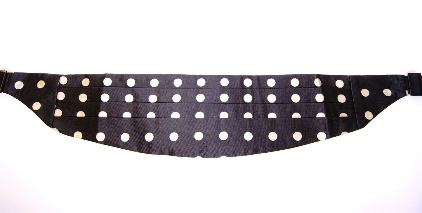 Dolce &amp; Gabbana Elegant Silke Black Polka Dot Cummerbund