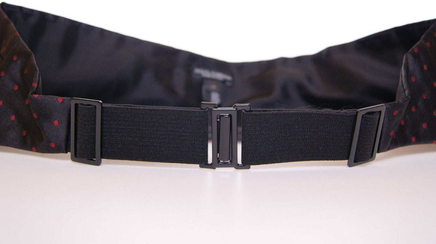 Dolce &amp; Gabbana Elegant Silkesort Cummerbund med røde prikker