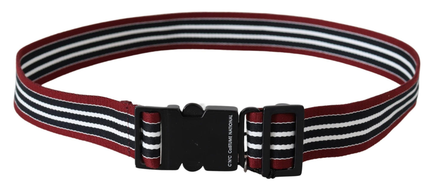 Costume National Striped Leather Fashion Belt in Black & Red