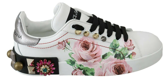 Dolce &amp; Gabbana blomstersneakers i krystal-udsmykning