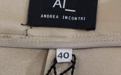 Andrea Incontri Elegant Silke Plisseret Knælang Nederdel