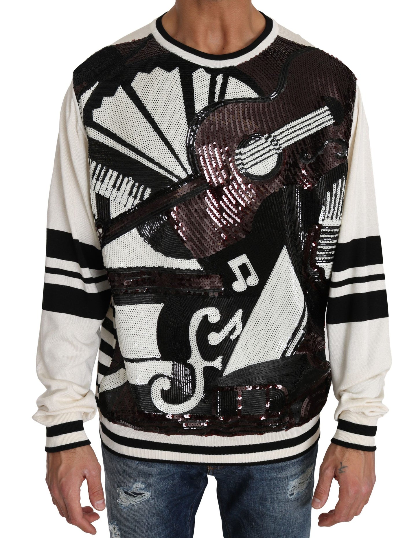 Dolce &amp; Gabbana New York Jazz-sweater i silke med pailletter