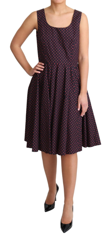 Dolce &amp; Gabbana Chic Polka Prikket A-linje Ærmeløs Kjole