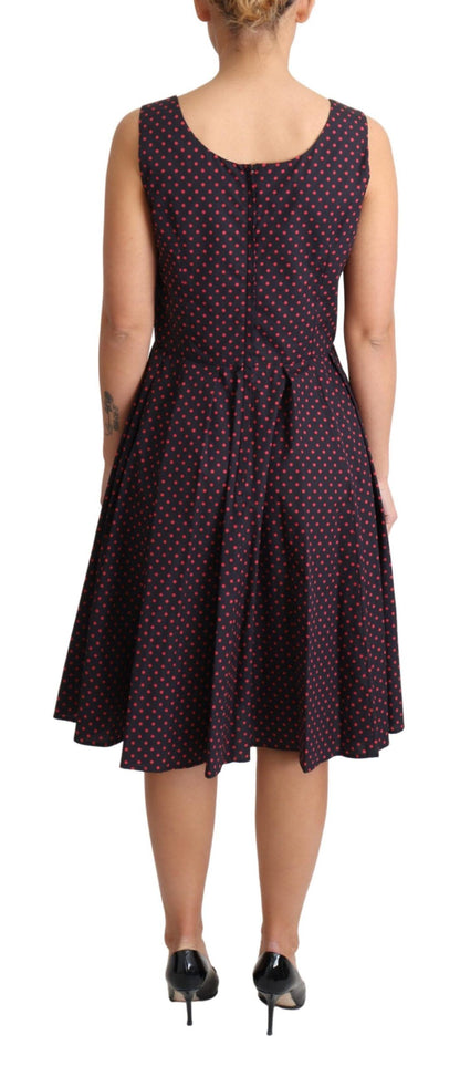 Dolce &amp; Gabbana Chic Polka Prikket A-linje Ærmeløs Kjole
