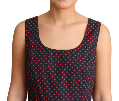 Dolce &amp; Gabbana Chic Polka Prikket A-linje Ærmeløs Kjole