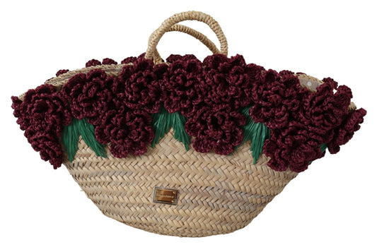 Dolce &amp; Gabbana Chic Floral Straw Tote Elegance