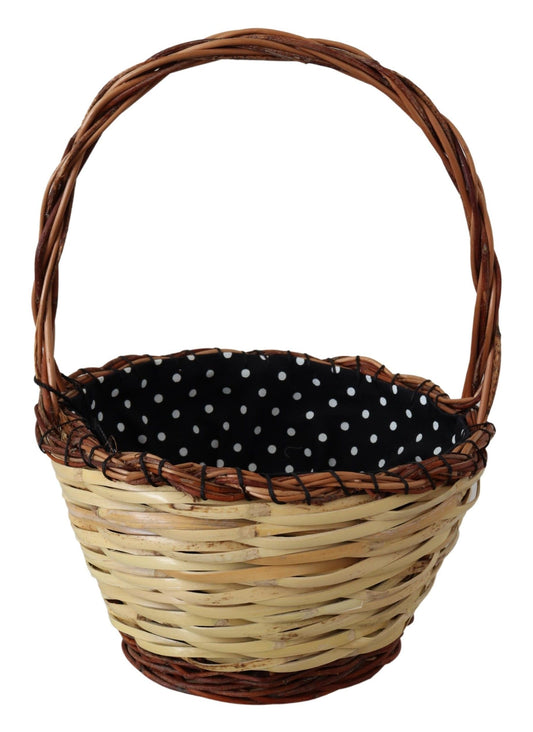 Dolce &amp; Gabbana Chic Beige Wicker Basket Tote Bag