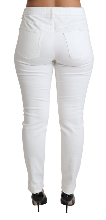 Dolce &amp; Gabbana Chic Hvide Designer Jeans med Mellem Talje