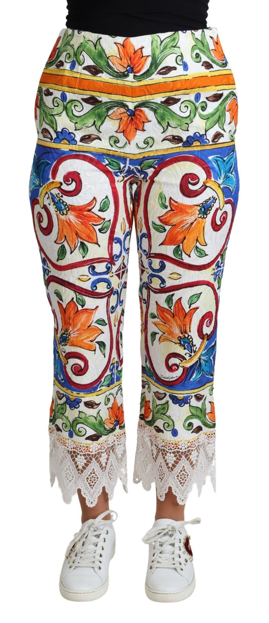 Dolce &amp; Gabbana Majolica højtaljede cropped bukser