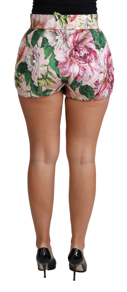 Dolce &amp; Gabbana Chic lyserøde blomsterprintede højtaljede hotpants