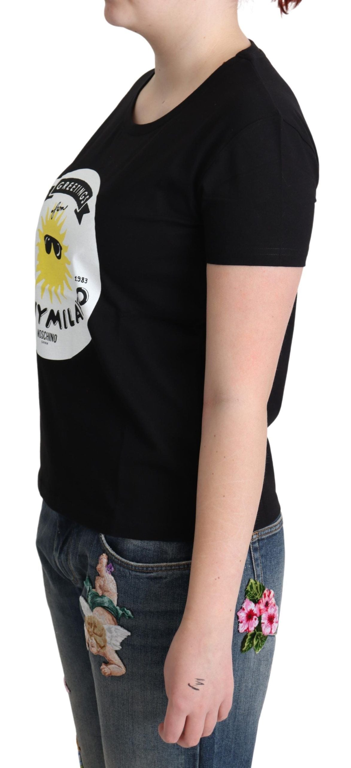 Chic Moschino Bomuld T-shirt med Milano print