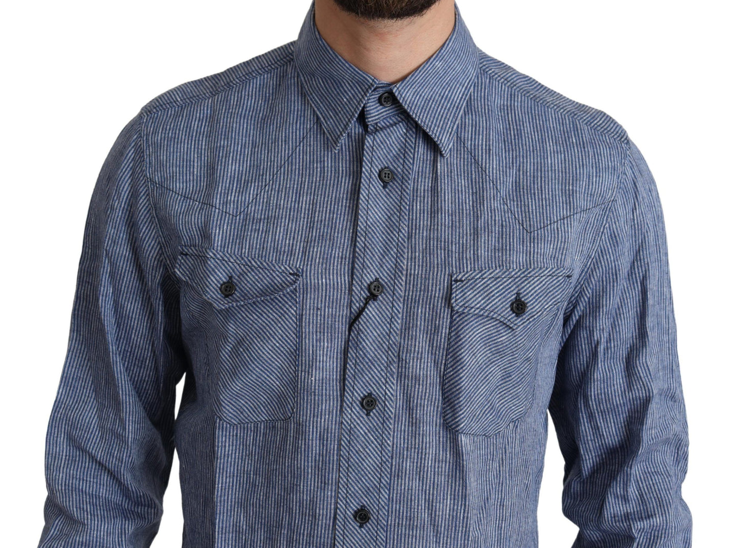 Dolce &amp; Gabbana Elegant stribet linned Button-Down skjorte