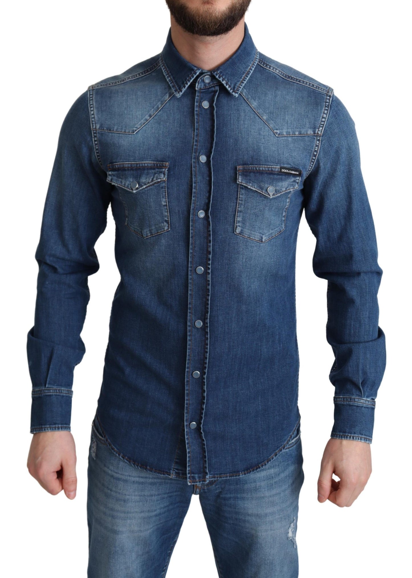 Dolce &amp; Gabbana Elegant denim langærmet fritidsskjorte