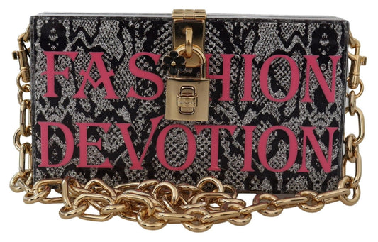 Dolce &amp; Gabbana grå harpiks Dolce Box Clutch med gulddetaljer