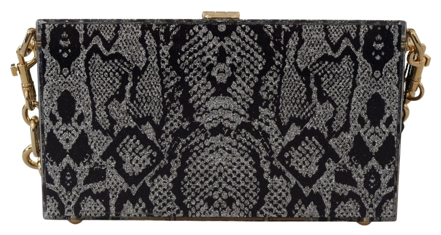 Dolce &amp; Gabbana grå harpiks Dolce Box Clutch med gulddetaljer