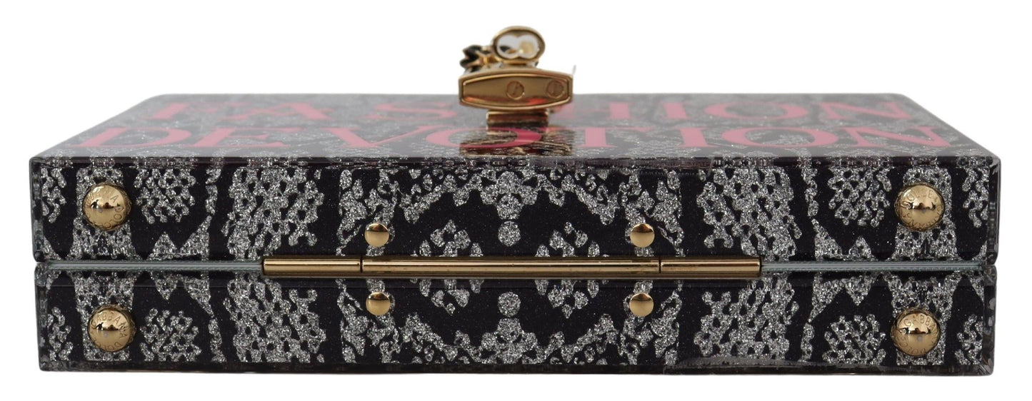 Dolce &amp; Gabbana grå harpiks Dolce Box Clutch med gulddetaljer