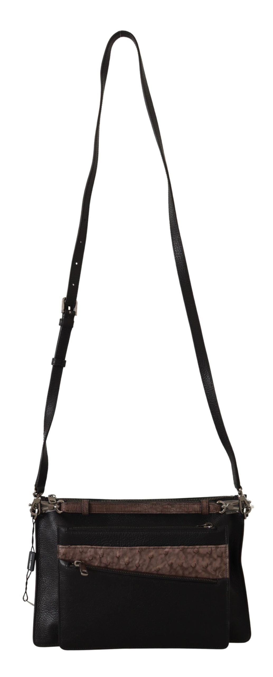 Dolce &amp; Gabbana Elegant sort læder Sling skuldertaske