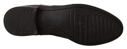 Dolce &amp; Gabbana Elegante Sorte Ankel Wingtip Oxford Støvler