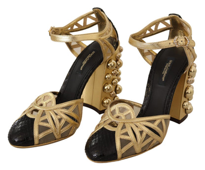 Dolce &amp; Gabbana Elegante Krystalbesatte Læderpumps