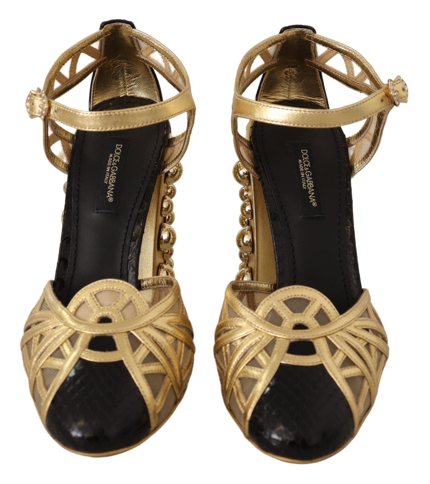 Dolce &amp; Gabbana Elegante Krystalbesatte Læderpumps
