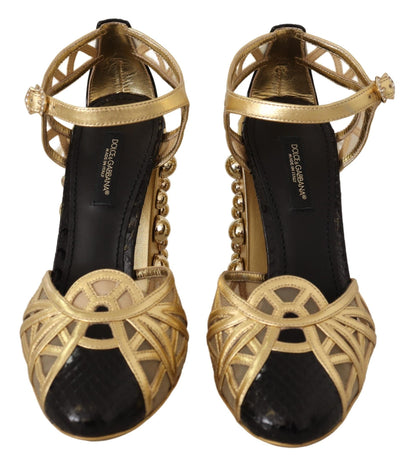 Dolce &amp; Gabbana Elegante Krystalbesatte Læderpumps