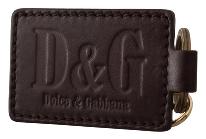 Dolce &amp; Gabbana Elegant unisex læder nøglering med gulddetaljer