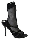 Dolce & Gabbana Chic stiletto-sandaler i sort mesh