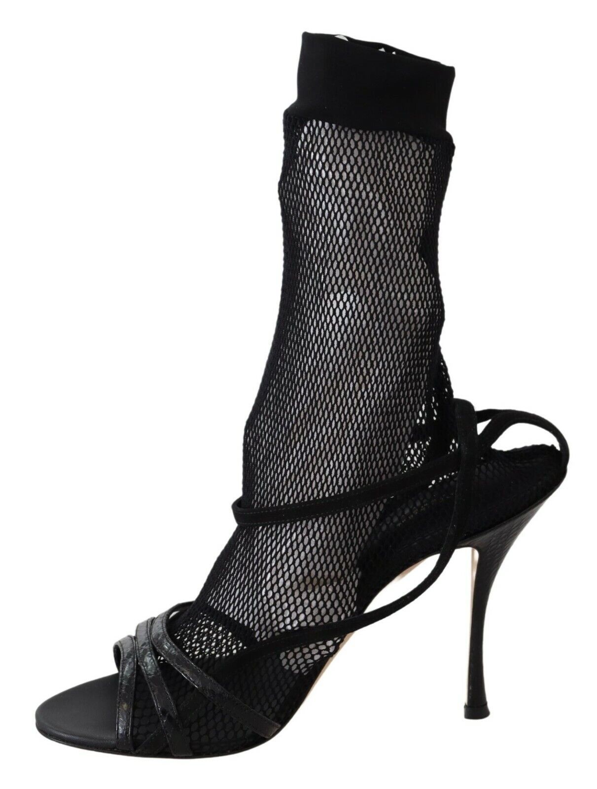 Dolce &amp; Gabbana Chic stiletto-sandaler i sort mesh