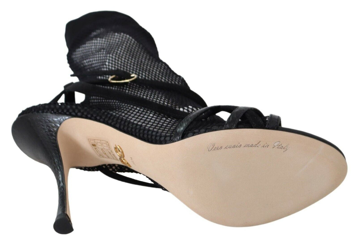 Dolce &amp; Gabbana Chic stiletto-sandaler i sort mesh