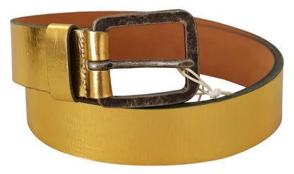 John Galliano Elegant Gold Genuine Leather Men's Belt