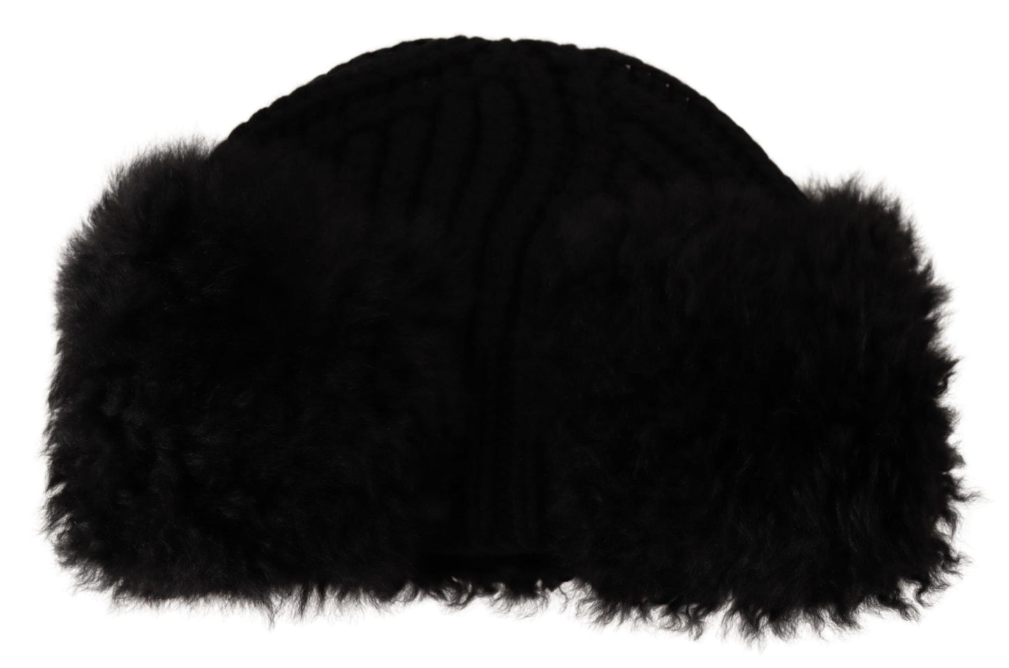 Dolce &amp; Gabbana Elegant Black Cashmere Alpaca Pelsbeanie