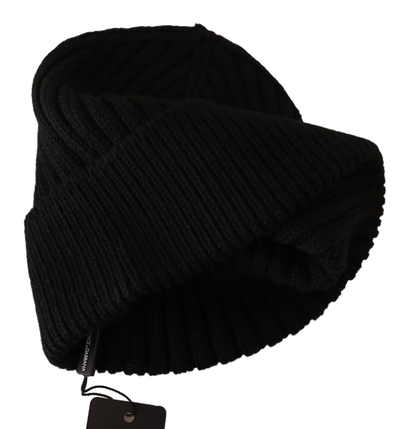 Dolce &amp; Gabbana Elegant Cable Knit Uld Beanie med Fleece Liner