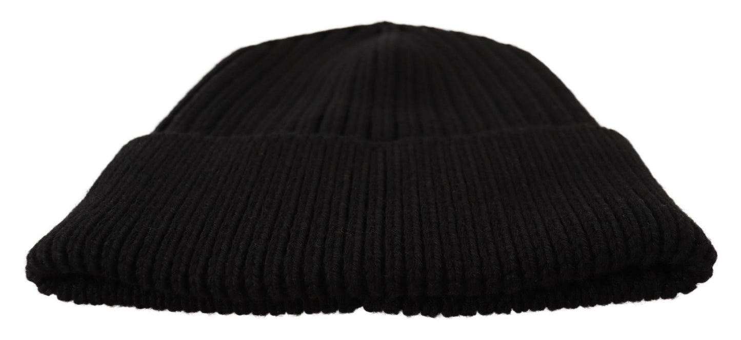 Dolce &amp; Gabbana Elegant Cable Knit Uld Beanie med Fleece Liner