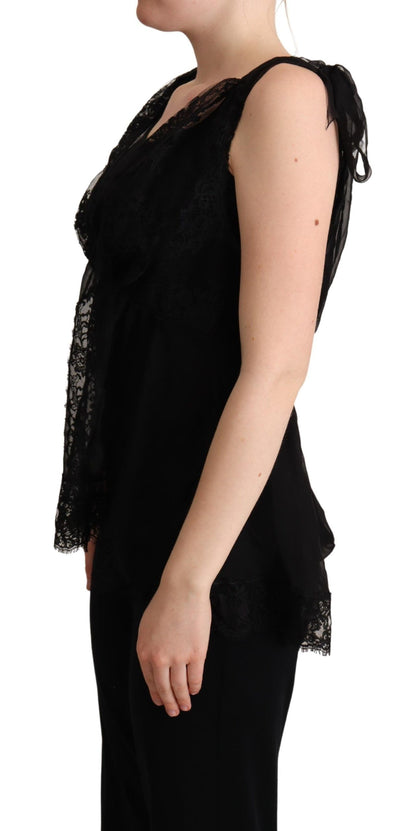Dolce &amp; Gabbana Lustrous Silkeblanding Camisole med Blondekant