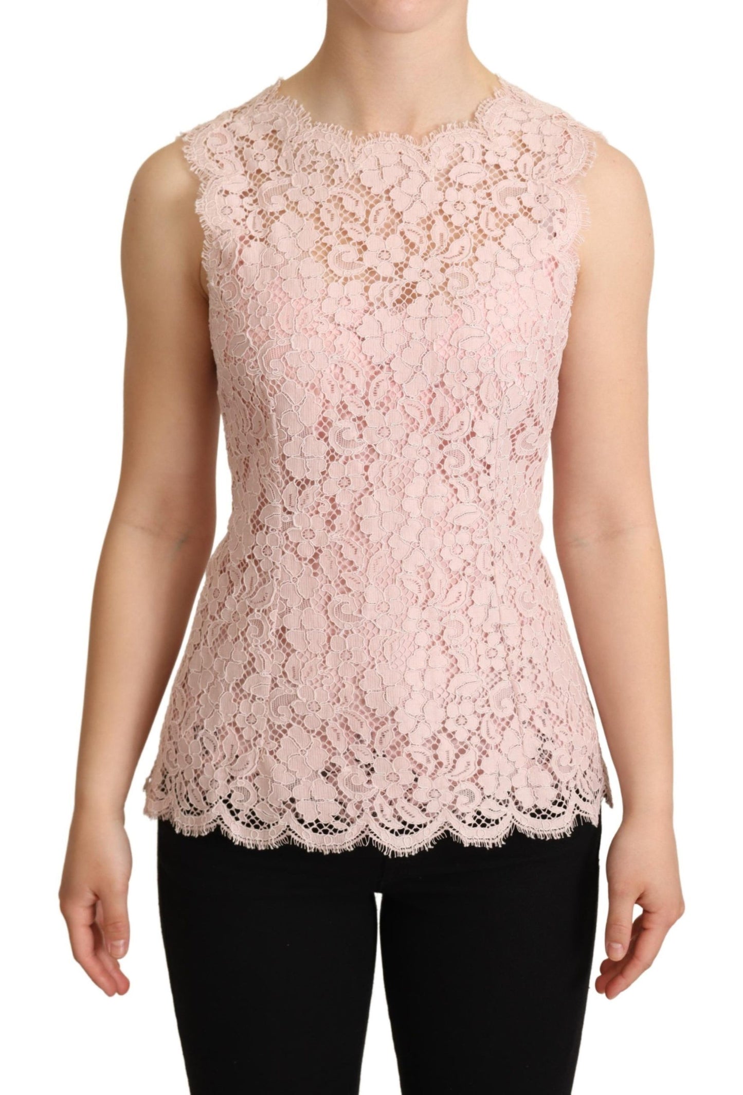 Dolce &amp; Gabbana Elegant Pink Blonde Ærmeløs Bluse