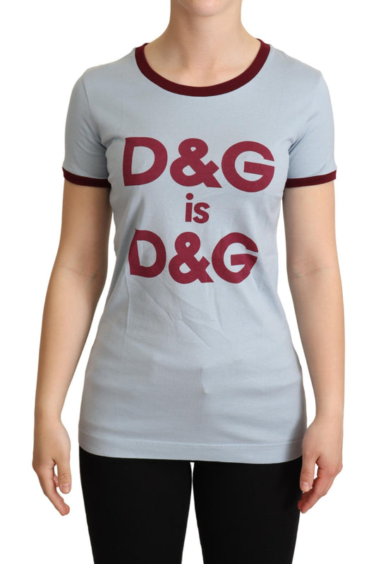 Dolce &amp; Gabbana Elegant Blå Rund Hals Bomuld T-shirt