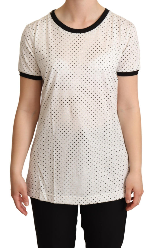 Dolce &amp; Gabbana Polkaprikket Rund Hals T-shirt i Bomuld