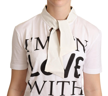 Dolce &amp; Gabbana Chic Hvid T-shirt med Kærlighedsmotiv i Silkeblanding