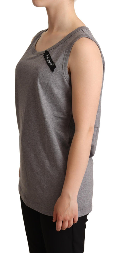 Dolce &amp; Gabbana Elegant Grå bomuldsjersey ærmeløs tanktop