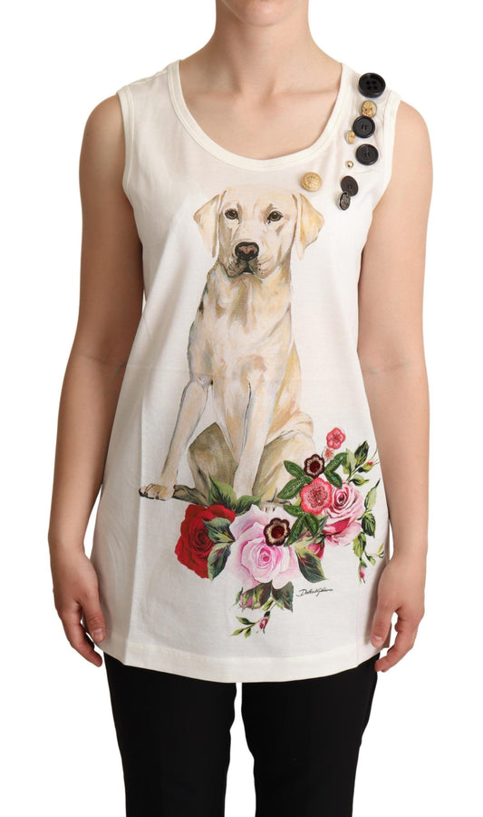 Dolce &amp; Gabbana Chic Canine Blomster Ærmeløs Tanktop