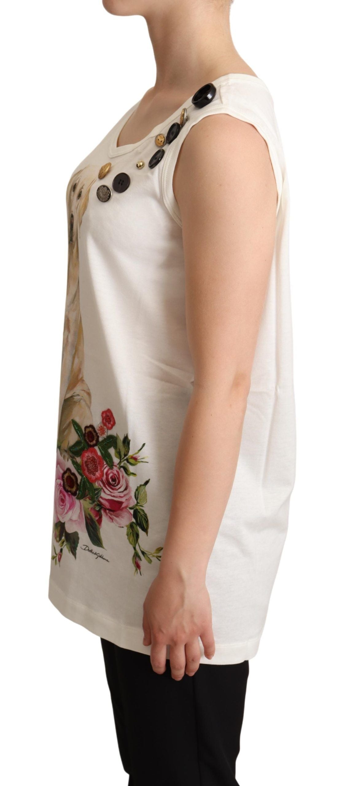 Dolce &amp; Gabbana Chic Canine Blomster Ærmeløs Tanktop