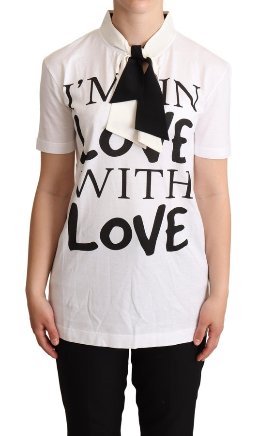 Dolce &amp; Gabbana Chic Love Slogan Silkebomuld T-shirt