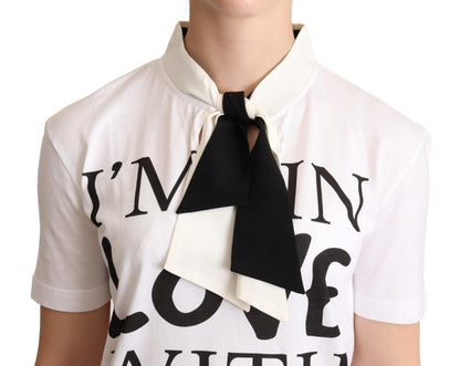 Dolce &amp; Gabbana Chic Love Slogan Silkebomuld T-shirt