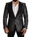 Dolce & Gabbana Metallic Grå Jacquard Slim Fit Blazer