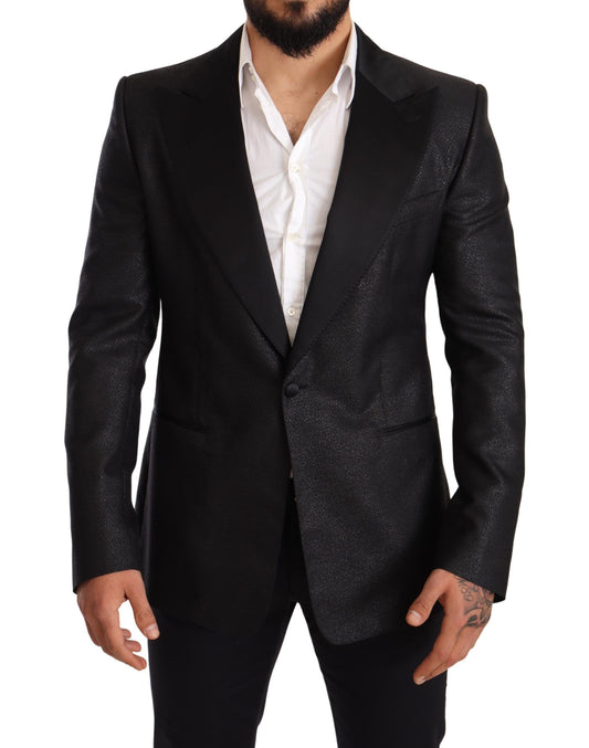 Dolce &amp; Gabbana Elegant Black Metallic Slim Fit Blazer-jakke