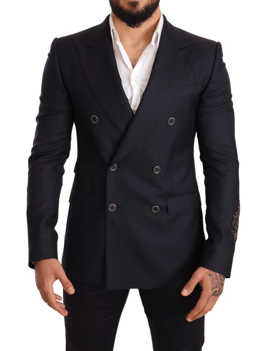 Dolce &amp; Gabbana Elegant Navy Cashmere Silk Blend Blazer