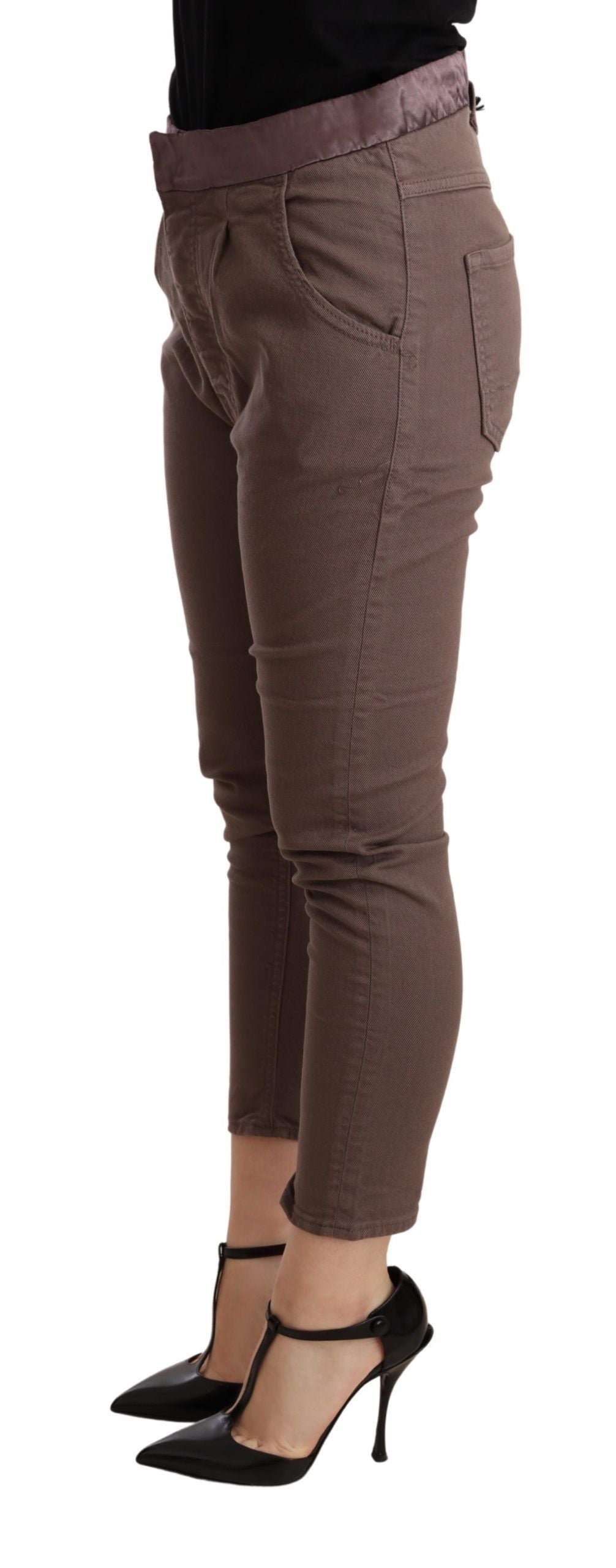 CYCLE Chic Brown Skinny Mid Waist Cropped Bukser