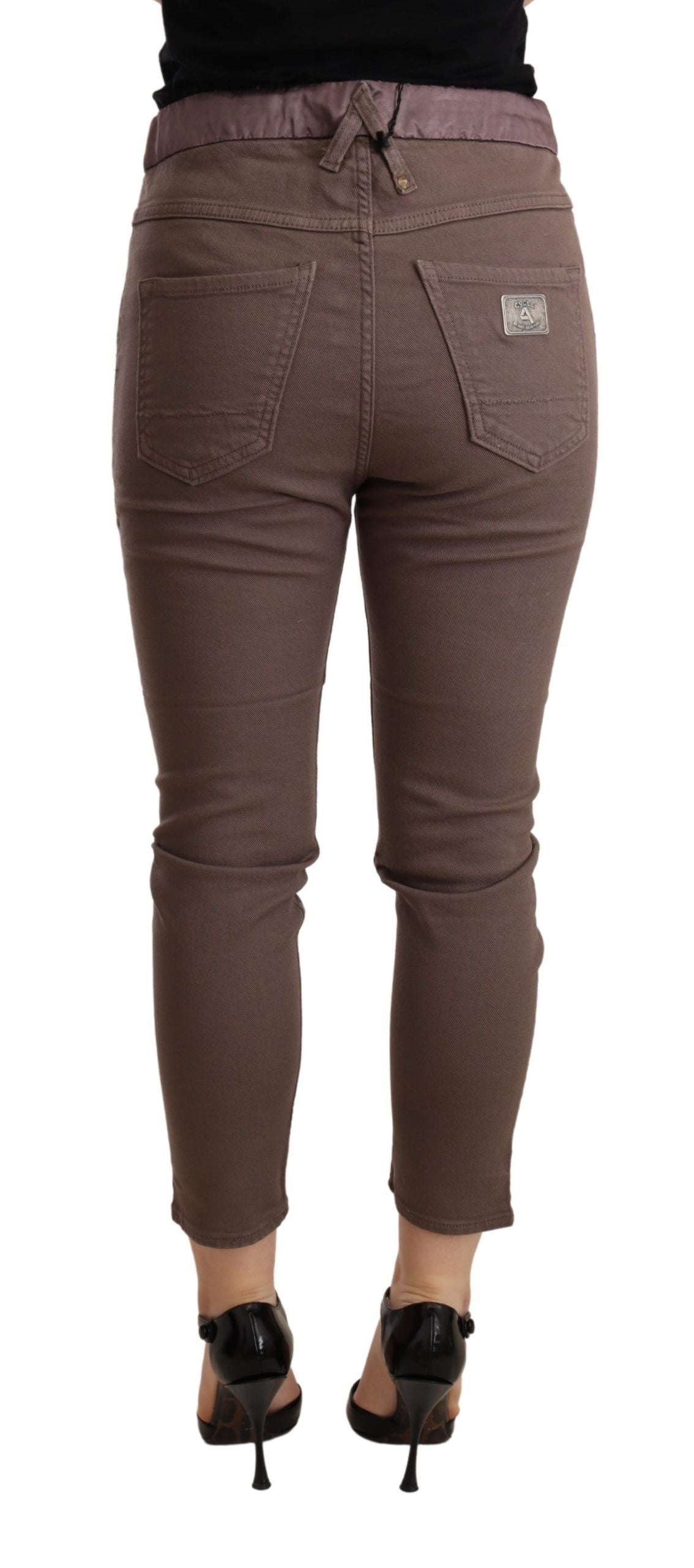 CYCLE Chic Brown Skinny Mid Waist Cropped Bukser